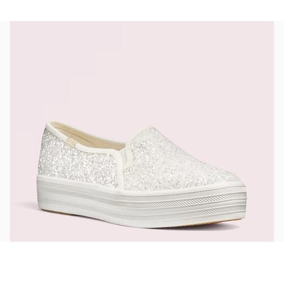 KEDS X KATE SPADE NEW YORK Triple Decker Glitter Sneakers NEW Sz 9 - Picture 1 of 9